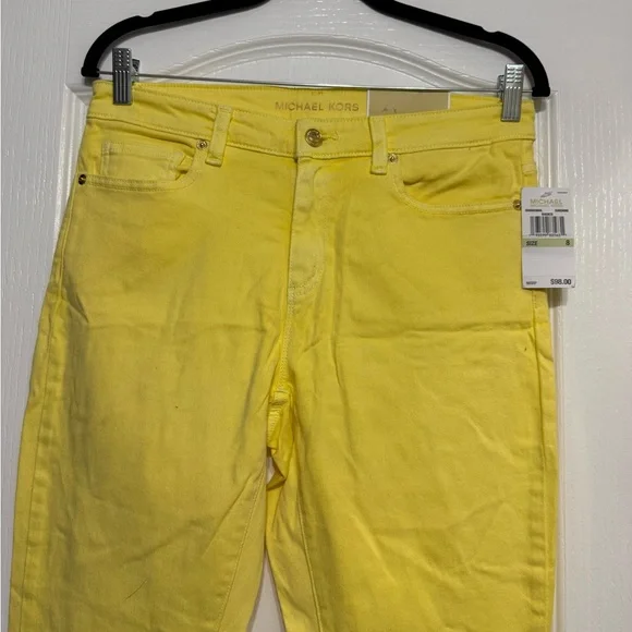 Michael Kors Yellow Skinny Jeans Vibrant Eye-Catching Design - Picture 2 of 8